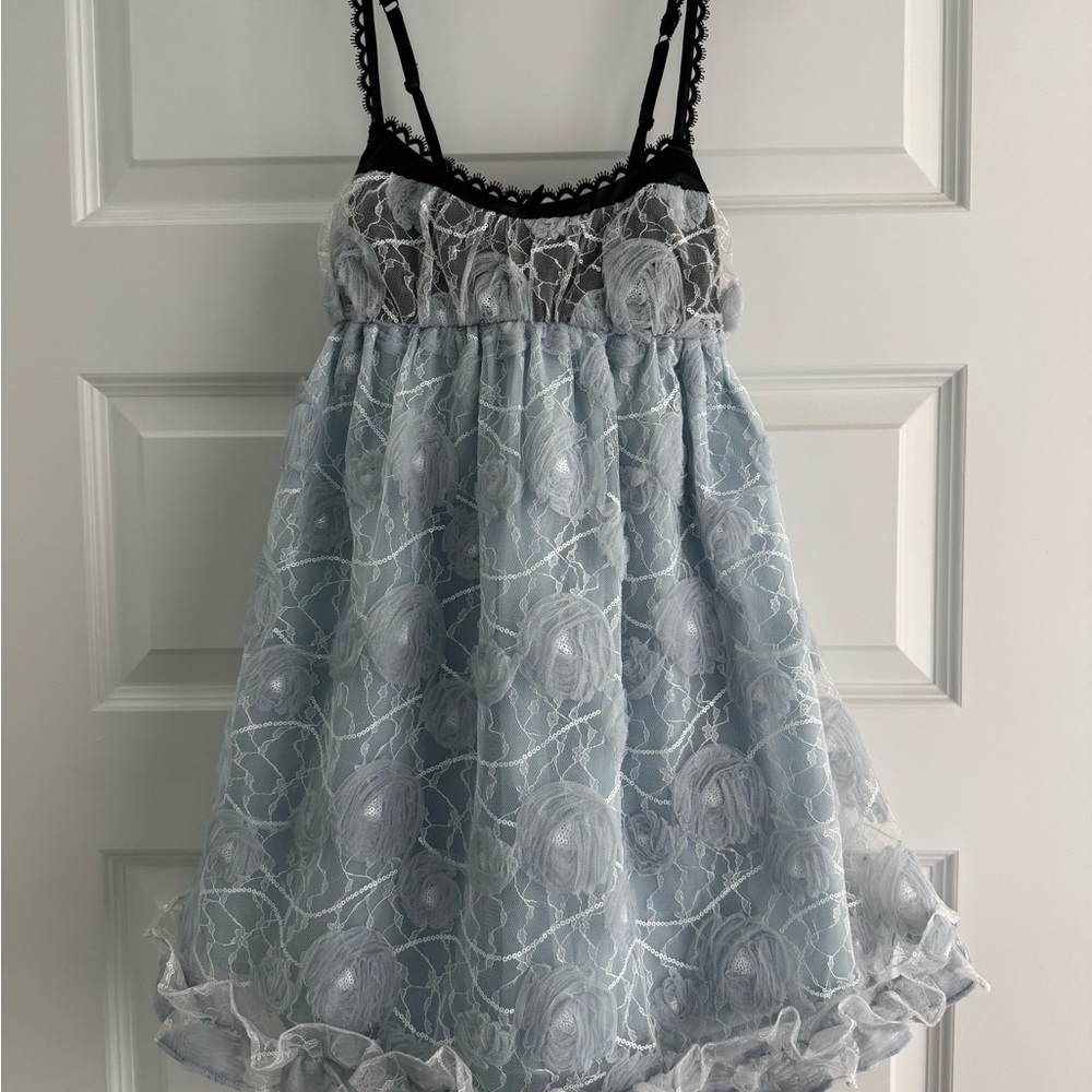 For Love And Lemons Light Blue Lace Dress